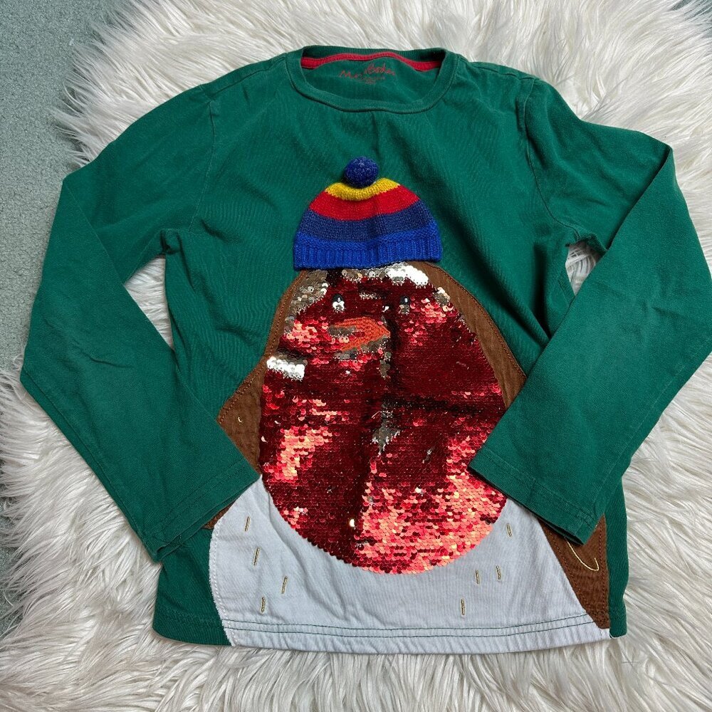 Mini Boden bird sequins shirt size 9-10 Y // 3528
